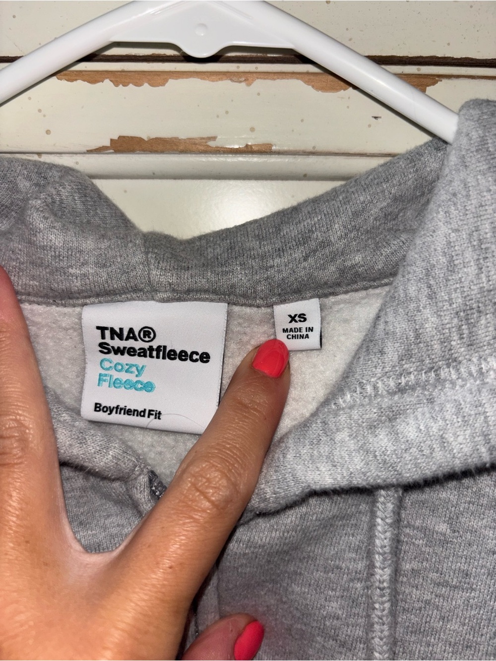 TNA Light Gray Sweatfleece Cozy Boyfriend zip up